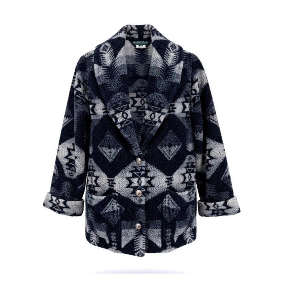 NWT Ralph Lauren W Sherpa Fleece Coat Aztec Navajo  Collar Size Petite Plus (18)